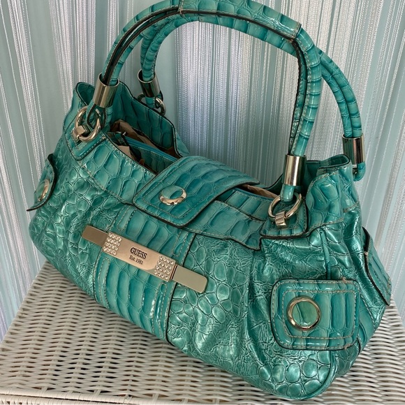 Rare Patent Guess Turquoise Shoulder Bag With Matching Wallet Set - Picture 5 of 17